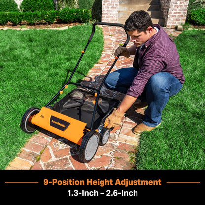 LawnMaster LMRM1801 Push Reel Lawn Mower 18-Inch 5-Blade