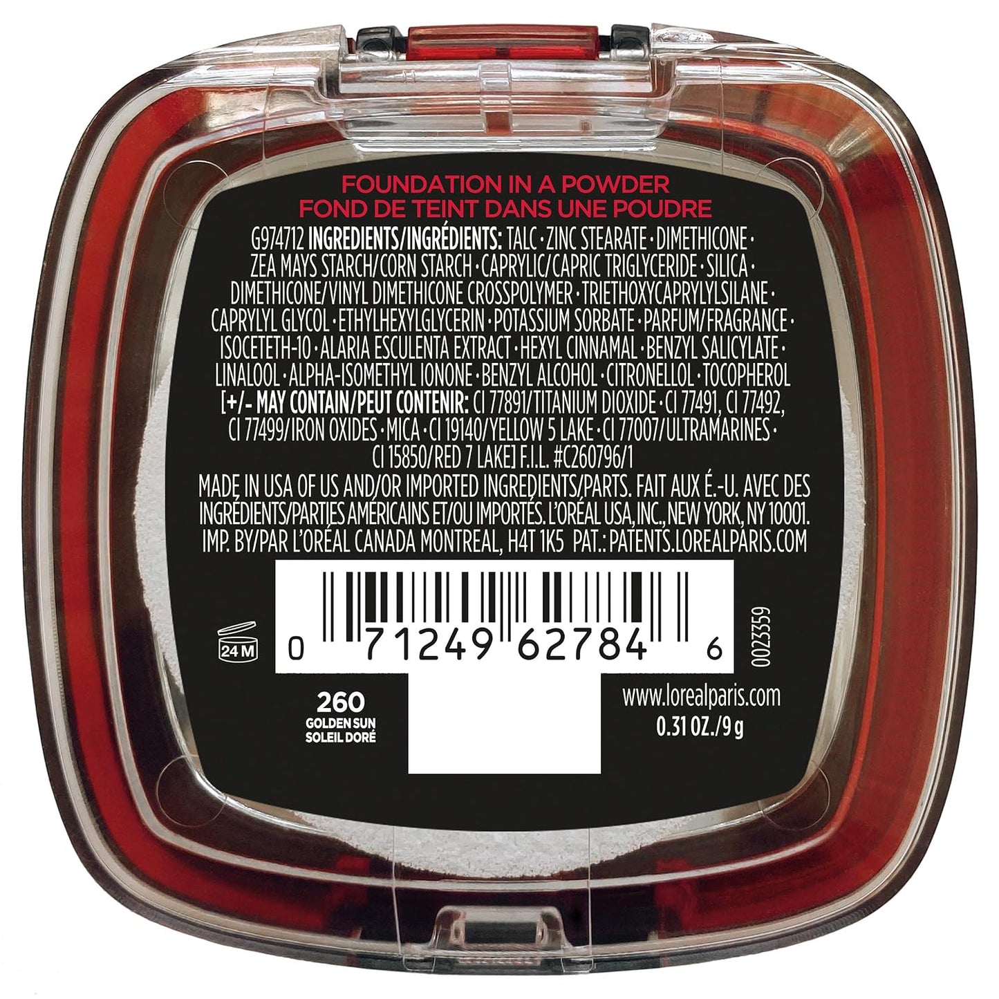 L'Oreal Paris Makeup Infallible Fresh Wear Foundation in a Powder, Up to 24H Wear, Waterproof, Vanilla, 0.31 oz. (Packaging May Vary)