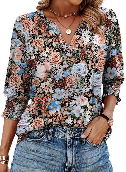 WIHOLL 3/4 Length Sleeve Womens Tops Summer Shirts Spring Vacation Outfits Dressy Casual Trendy Fall S-3XL