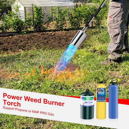 Sondiko Propane Torch Weed Burner, High Output Weed Torch Flamethrower, 30" Detachable Long Arm Heavy Duty Blow Torch For Garden, Wood, Ice, Snow, Melting(PROPANE TANK NOT INCLUDED)