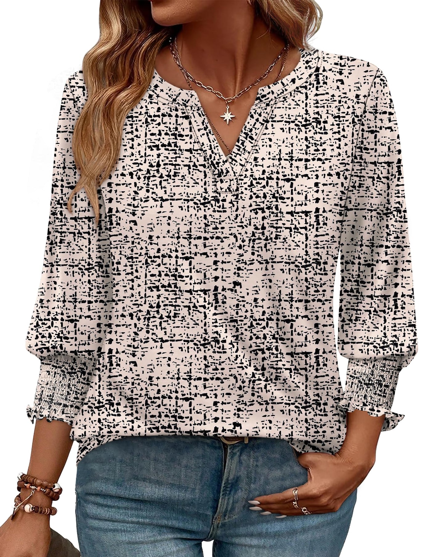 WIHOLL 3/4 Length Sleeve Womens Tops Summer Shirts Spring Vacation Outfits Dressy Casual Trendy Fall S-3XL
