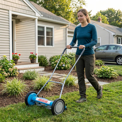 American Lawn Mower 1204-14 14-Inch 4-Blade Push Reel Lawn Mower, Red
