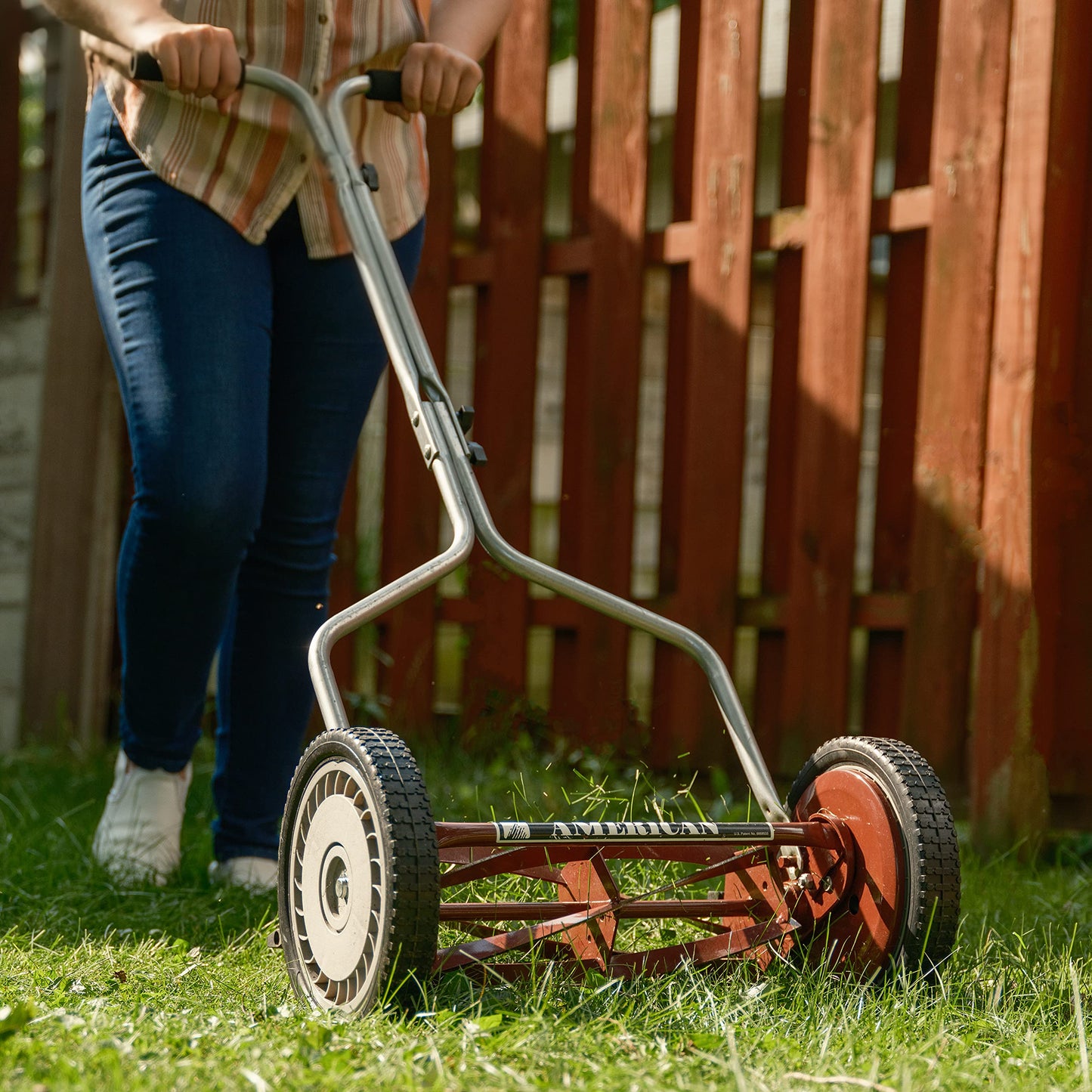 American Lawn Mower 1204-14 14-Inch 4-Blade Push Reel Lawn Mower, Red