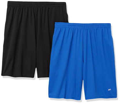 Amazon Essentials Men's Athletic Basketball Gym Shorts, Breathable Moisture Wicking Loose-Fit with Elastic Waist, Pack of 2