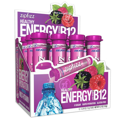 Zipfizz Daily Energy Drink Powder, Blood Orange, 20 Pack | 3-in-1 Sustained Energy, Rapid Hydration, and Essential Vitamins | Sugar-Free | Electrolyte Powder | Contains Vitamin B-12 & Antioxidants