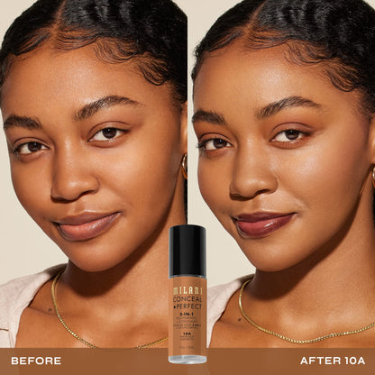 Milani Conceal + Perfect 2-in-1 Foundation + Concealer for a Flawless Complexion, Under Eye Corrector, Cover Redness and Imperfections, Waterproof and Sweatproof - 05A-Natural Beige