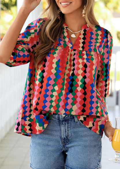 PRETTYGARDEN Women's 2026 Summer Floral Blouses Dressy Casual Half Sleeve V Neck Going Out Boho Tops Spring Fashion Clothing