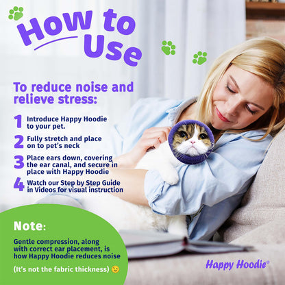 Happy Hoodie The Original Dog & Cat Calming Band - American Brand - Anxiety Relief/Noise Protection - Grooming - Thunder - Fireworks (Large, Black) - Since 2008