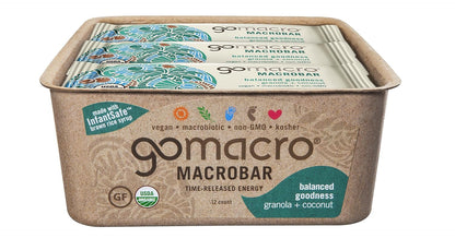 GoMacro MacroBar Organic Vegan Protein Bars - Coconut + Almond Butter + Chocolate Chips (2.3 Ounce Bars, 12 Count)