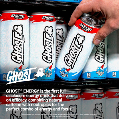 GHOST Energy Drink, Zero Sugars, 12-Pack, Cherry Limeade, 16oz | Energy & Focus Pre Workout Drink, No Artificial Colors, Gluten-Free, Vegan - 200MG Natural Caffeine, L-Carnitine, Taurine