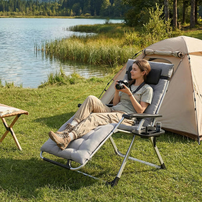 Alpen Zero Gravity Lounge Chair Set of 2, Patio Chair Folding Lounge Chairs for Outside, Portable Camping Chairs with Pillow and Cup Holder, Outdoor Recliner for Beach Outdoor Camping, Black