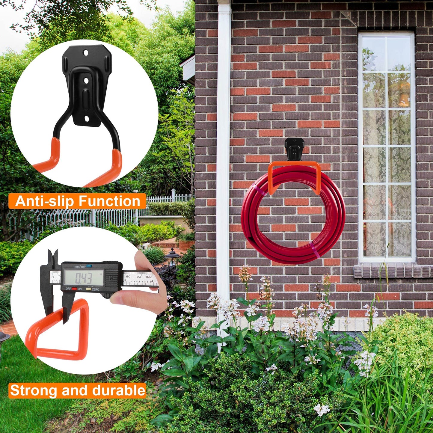 PeoMev Metal Garden Hose Holder - Heavy Duty Hose Hanger Wall Mounted Water Hose Holder for Outside Yard, Sturdy Hose Reel Hose Hooks for Water Hose, Extension Cords