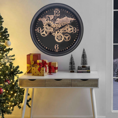 CLXEAST Mid Century Minimalist Modern Wall Clocks,24 Inch Wall Clock with Moving Gears, Large Cream Gold Wall Clocks for Living Room Decor,House Warming Gifts New Home