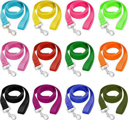 12 Pack Bulk Dog Leashes, 6FT Pet Lead Leash with Swivel Hook | Pet Leash for Outdoor Walking, Training, Rescues, Shelter, Grooming, Small Medium Large Dogs