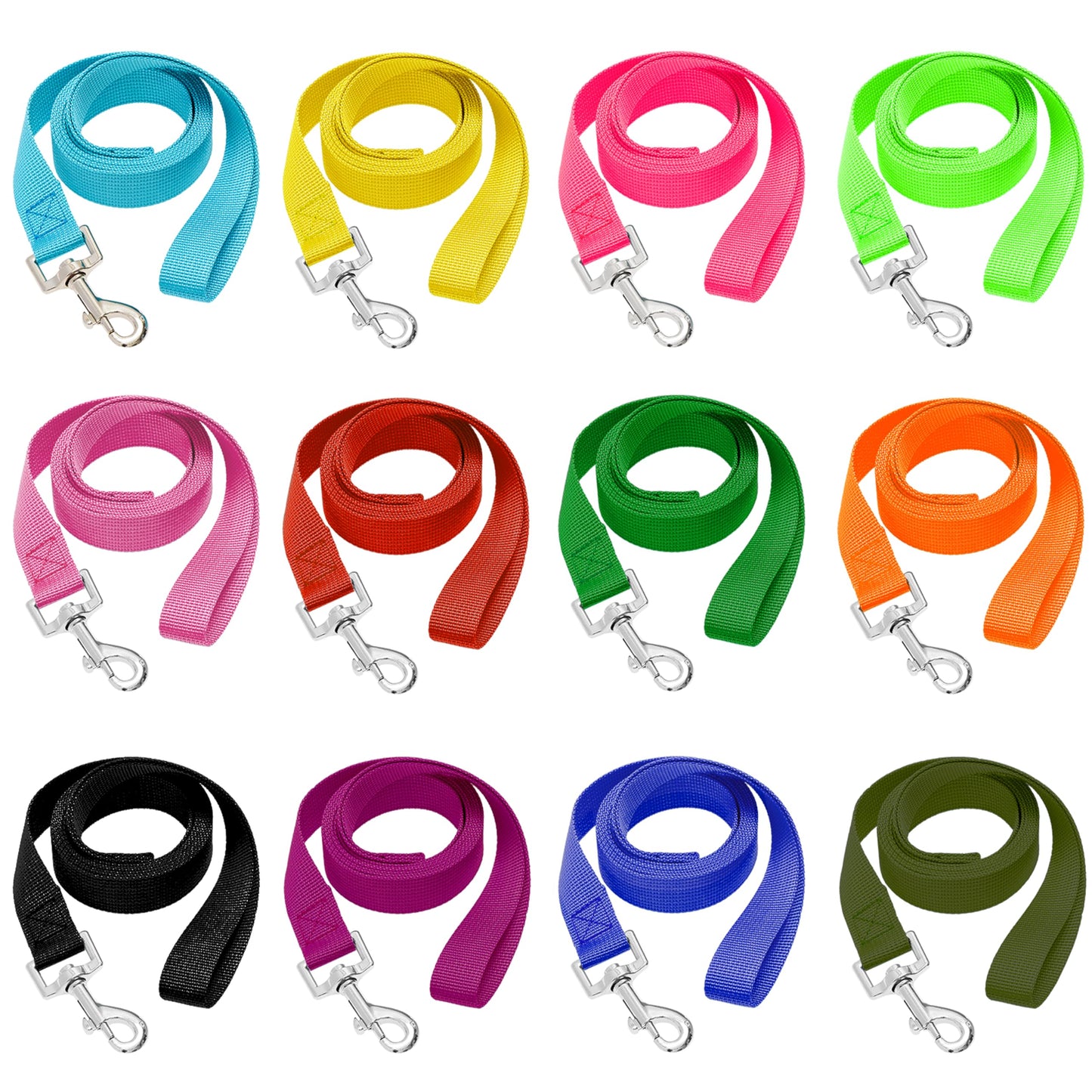 12 Pack Bulk Dog Leashes, 6FT Pet Lead Leash with Swivel Hook | Pet Leash for Outdoor Walking, Training, Rescues, Shelter, Grooming, Small Medium Large Dogs