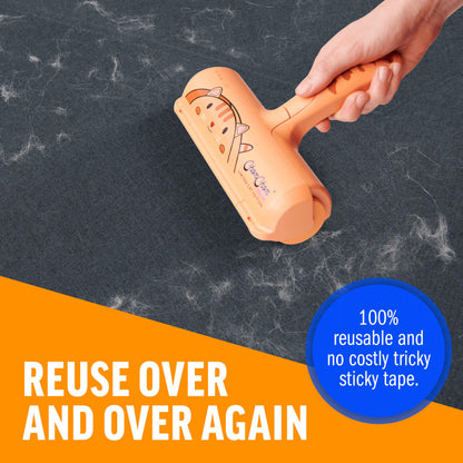 ChomChom Roller Pet Hair Remover – Original Size Reusable Lint Roller for Cat & Dog Hair on Furniture, Couch, Carpet, Car, Rugs & Bedding – Portable, Eco-Friendly (Black)