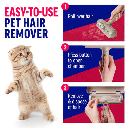 ChomChom Roller Pet Hair Remover – Original Size Reusable Lint Roller for Cat & Dog Hair on Furniture, Couch, Carpet, Car, Rugs & Bedding – Portable, Eco-Friendly (Black)