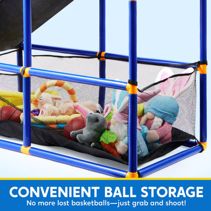 JOYIN Arcade Basketball Game Set with 4 Balls and Hoop for Kids 3+ Years Old Indoor Outdoor Sport Play - Easy Set Up - Air Pump Included - Ideal for Competition