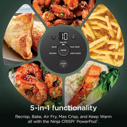 Ninja Crispi 4 in 1 Glass Air Fryer, 450°F, Non Toxic, 4QT and 6 Cup Containers with Lids, Dishwasher Safe, Cyberspace Gray, 1 Count, FN101GY