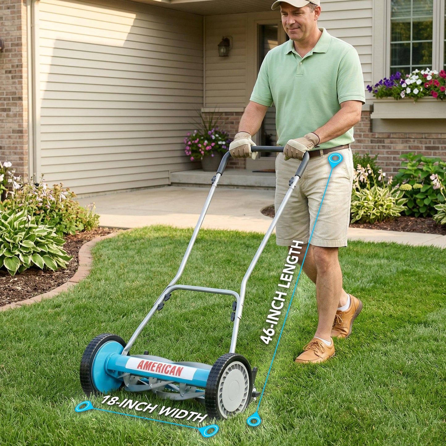American Lawn Mower 1204-14 14-Inch 4-Blade Push Reel Lawn Mower, Red