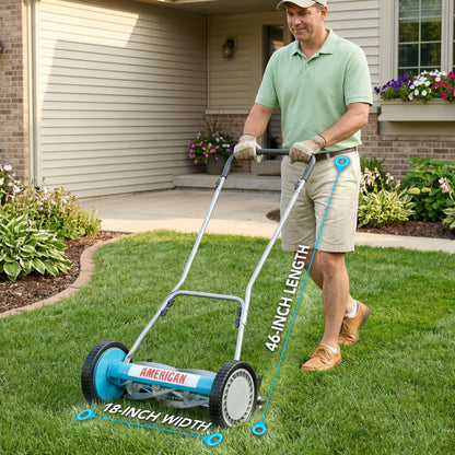 American Lawn Mower 1204-14 14-Inch 4-Blade Push Reel Lawn Mower, Red