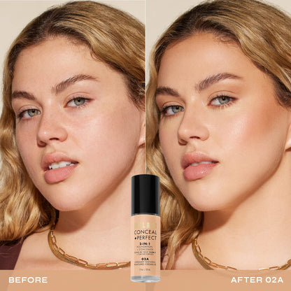 Milani Conceal + Perfect 2-in-1 Foundation + Concealer for a Flawless Complexion, Under Eye Corrector, Cover Redness and Imperfections, Waterproof and Sweatproof - 05A-Natural Beige