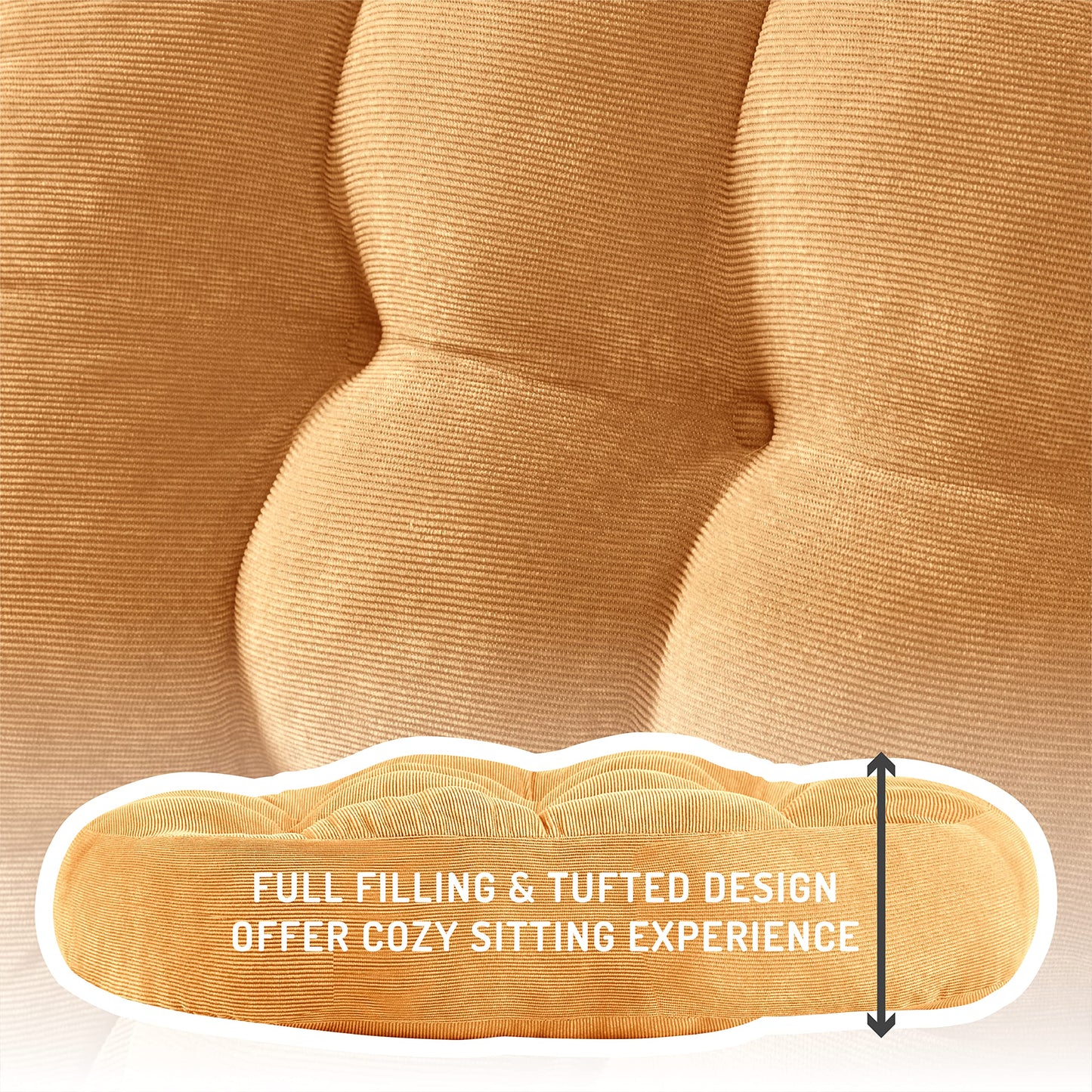 Meditation Floor Pillow Set of 2, Round Large Pillows Seating for Adults, Tufted Corduroy Cushion for Living Room Tatami, Beige 22 Inch