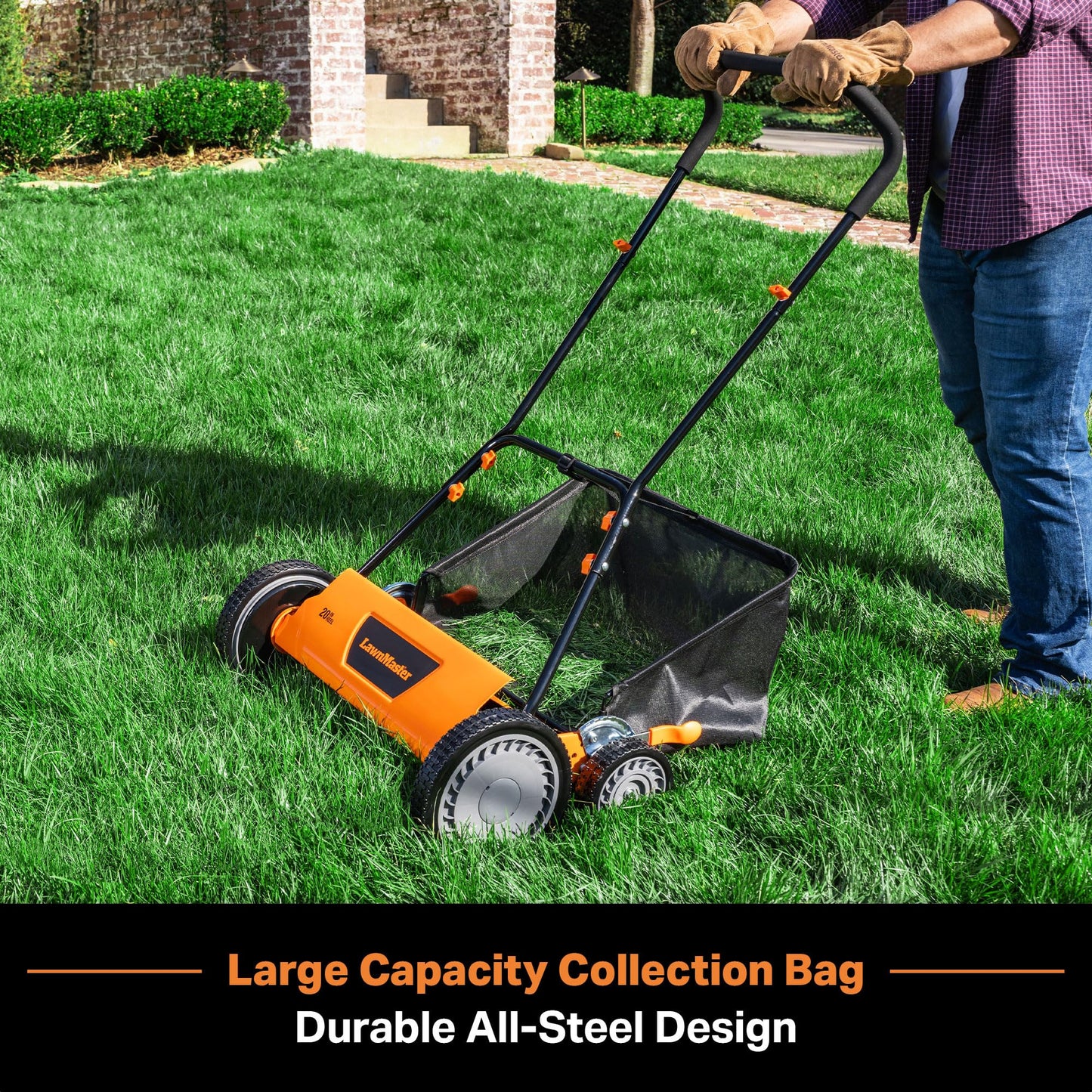 LawnMaster LMRM1801 Push Reel Lawn Mower 18-Inch 5-Blade