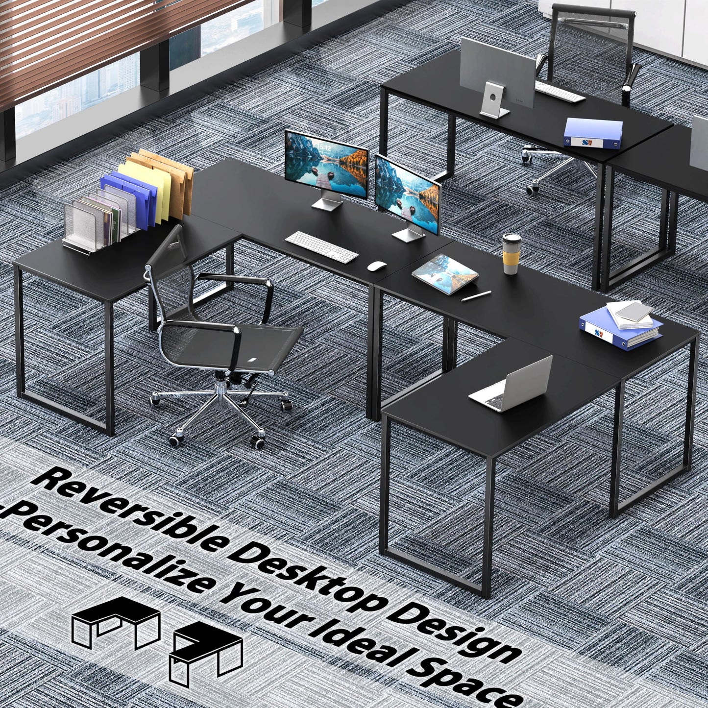 SHW Mission 32-Inch Home Office Computer Desk, Black