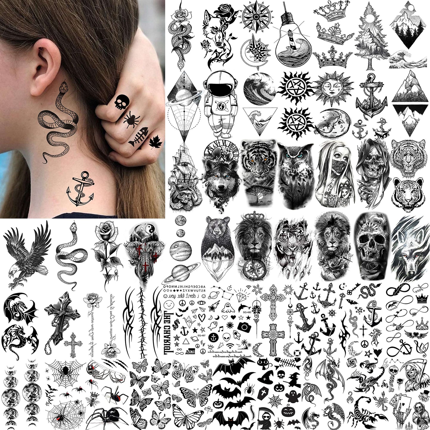 12 Sheets Beautiful Butterfly Flowers Temporary Tattoos For Women Feet Hands Body Art, Realistic Rose Peony Floral Fake Tattoo Sticker For Legs Ankle, Waterproof Lily Dreamcatcher Temp Tatoos Decals