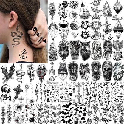 12 Sheets Beautiful Butterfly Flowers Temporary Tattoos For Women Feet Hands Body Art, Realistic Rose Peony Floral Fake Tattoo Sticker For Legs Ankle, Waterproof Lily Dreamcatcher Temp Tatoos Decals
