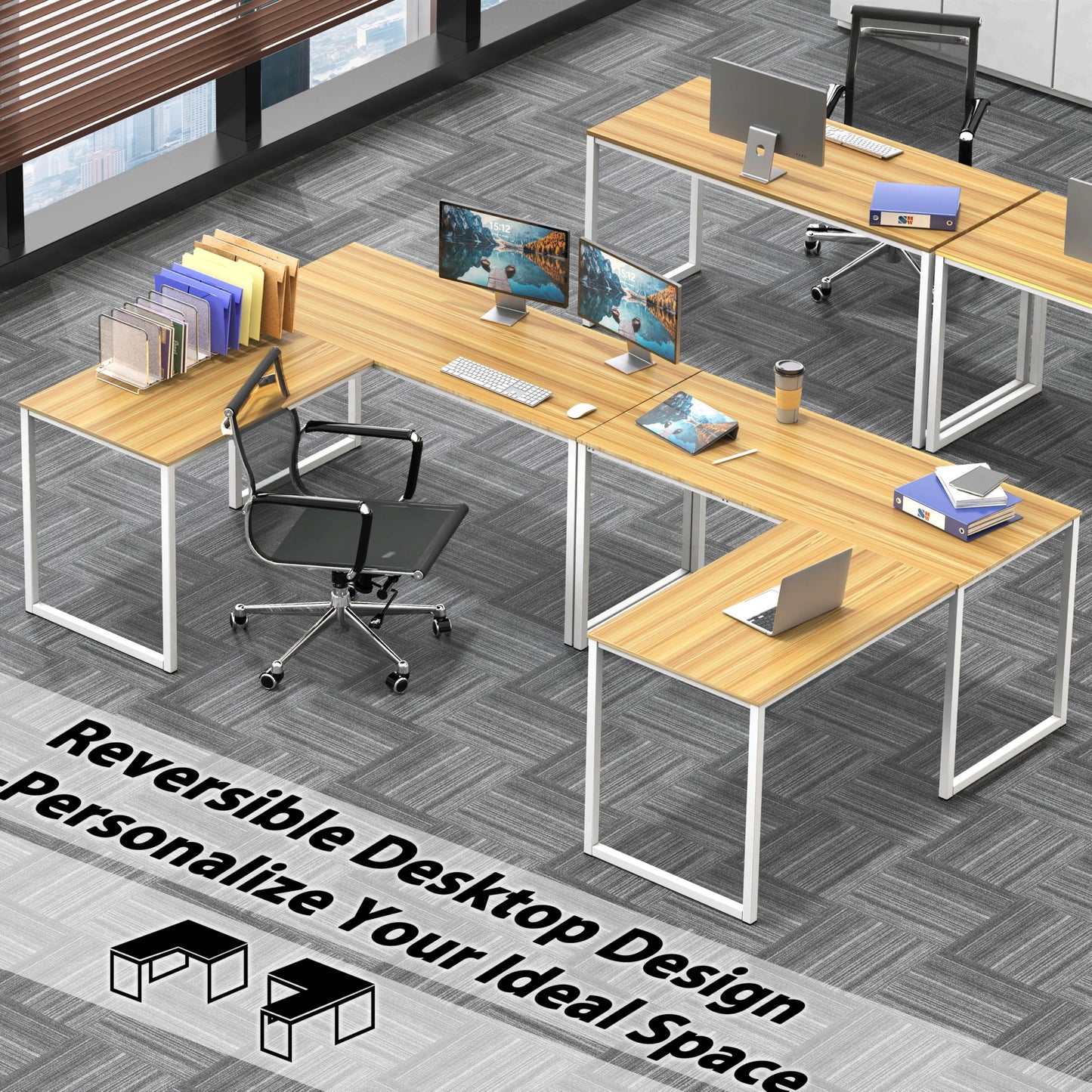 SHW Mission 32-Inch Home Office Computer Desk, Black