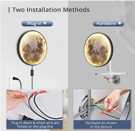 Lámpara de pared de luna regulable de 19.6 pulgadas con control remoto
