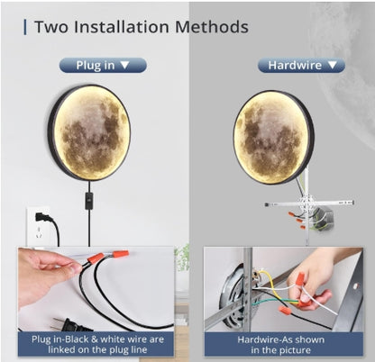 Lámpara de pared de luna regulable de 19.6 pulgadas con control remoto